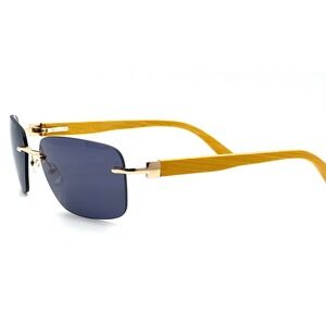 Rimless Dark Black Lens Sunglasses Rectangular Frame Men's Outdoor Business Wear